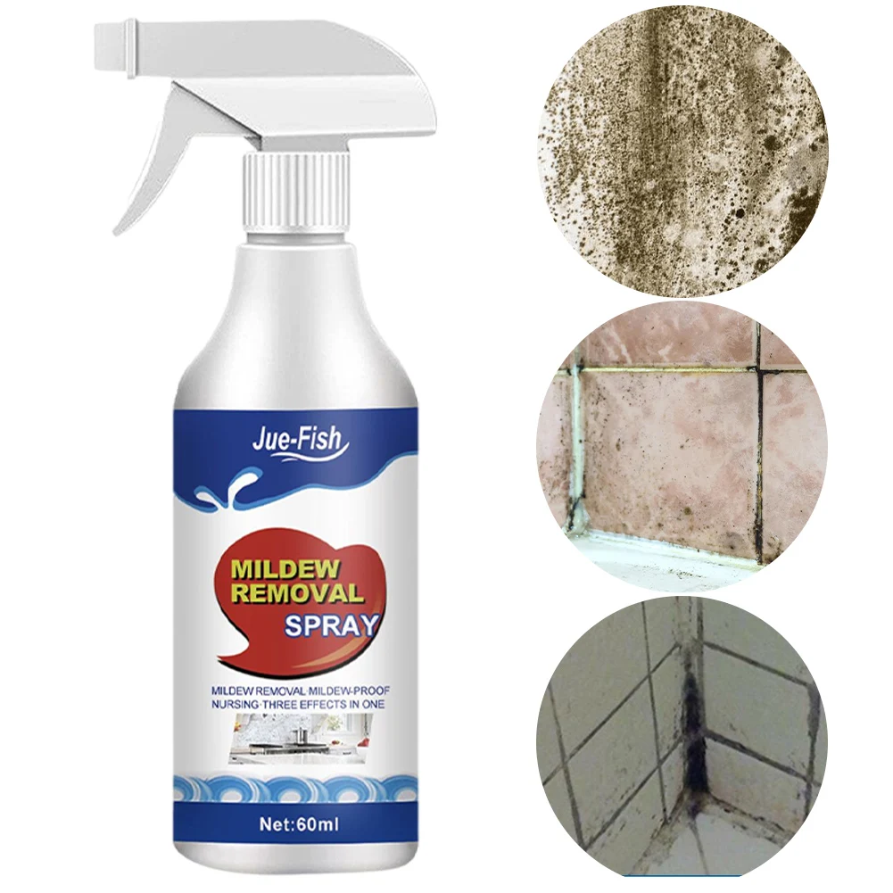 60ML Mildew Removal Spray Powerful Bathroom Mould Cleaner Remover Spray Multipurpose Cleaning Foam for Wall Tiles Bathtubs