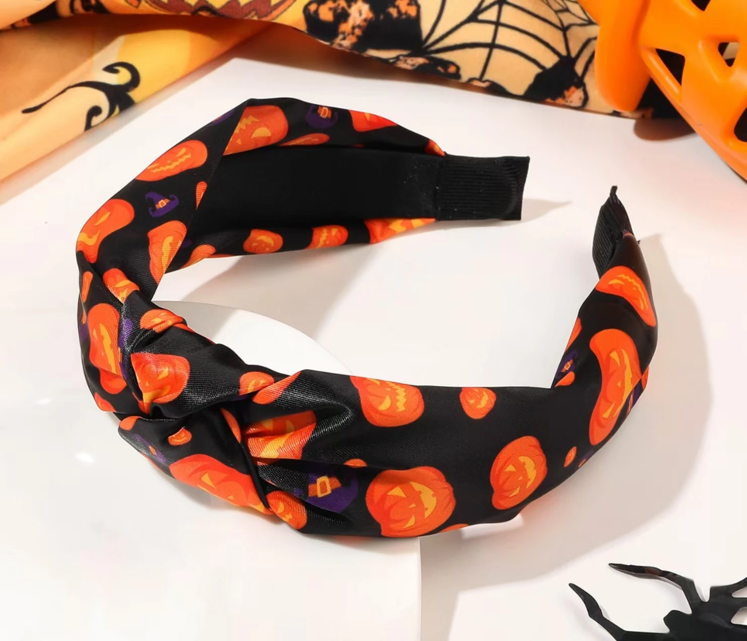Neues Halloween Kürbisknoten Haarband Vintage Haarband Totenkopf Party Spinne Haarband Mädchen, Erwachsene Haarschmuck Festival Kopfbedeckung – Detail 6