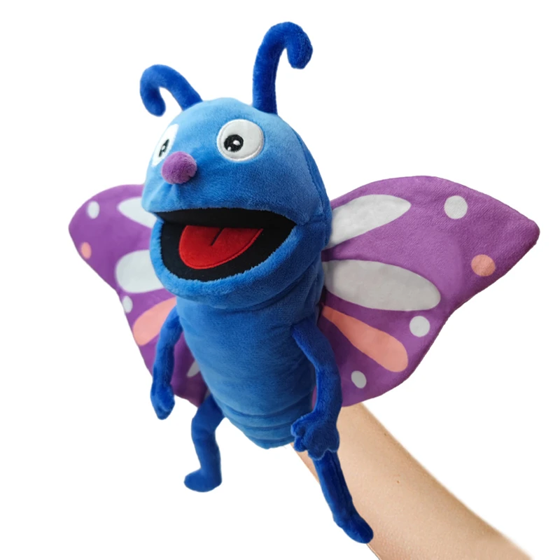 Creative Insects Series Hand Puppets Plushie Toys Soft Stuffed Animal Cartoon Ant Butterfly Dragonfly Ladybug Bee for Kids Gifts