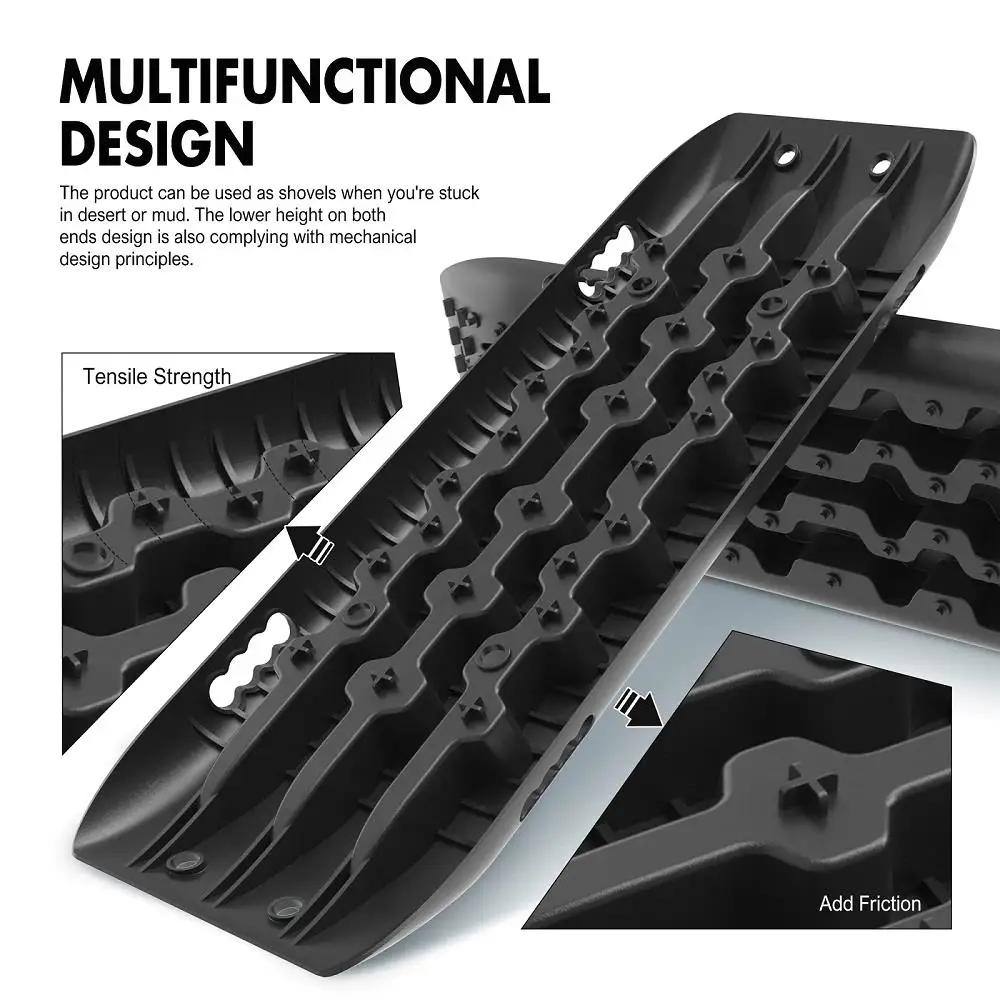 X-BULL Recovery Tracks Sand Track Mud Snow 2 pairs Gen 2.0 Accessory 4WD for X4-Black