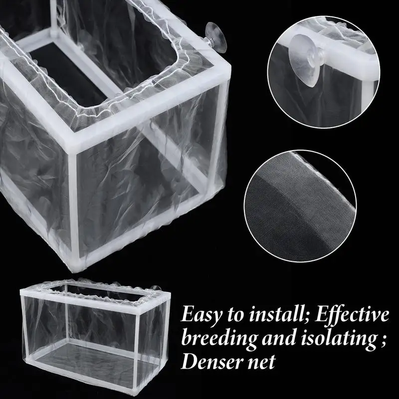 Fish Breeder Box Aquarium Hatcher Incubator Mesh Box Juvenile Fish Separation Net with Suction Cups Tank Incubator fish breeding box