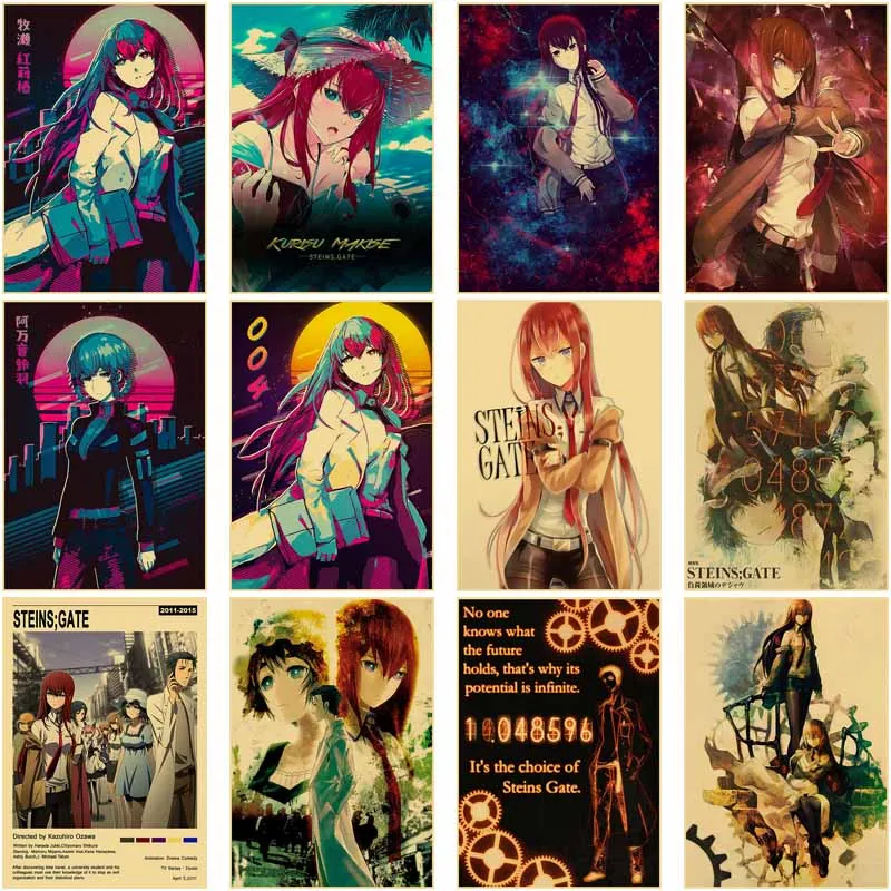 

Japanese Home Decor Aesthetic Vintage Anime Steins Gate Poster Decorative Kraft Paper Art Paintings Pictures for Wall Decoration