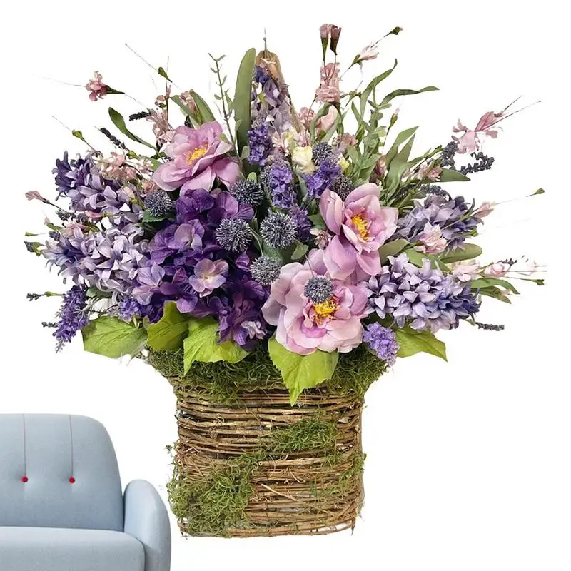 

Вешалка для дверей в виде диких цветов, Весенняя корзина из розовых ягод, искусственные цветы для прихожей