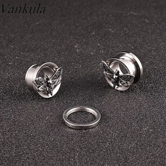 Davitu JUNLOWPY Dangle Flesh Tunnels Surgical Steel Double Flared Ear Plug  Gauges Tragus Earring Expander Sexy Lobe Stretching Kit 2pcs - (Metal  Color: Style 14, Main Stone Color: 18mm)