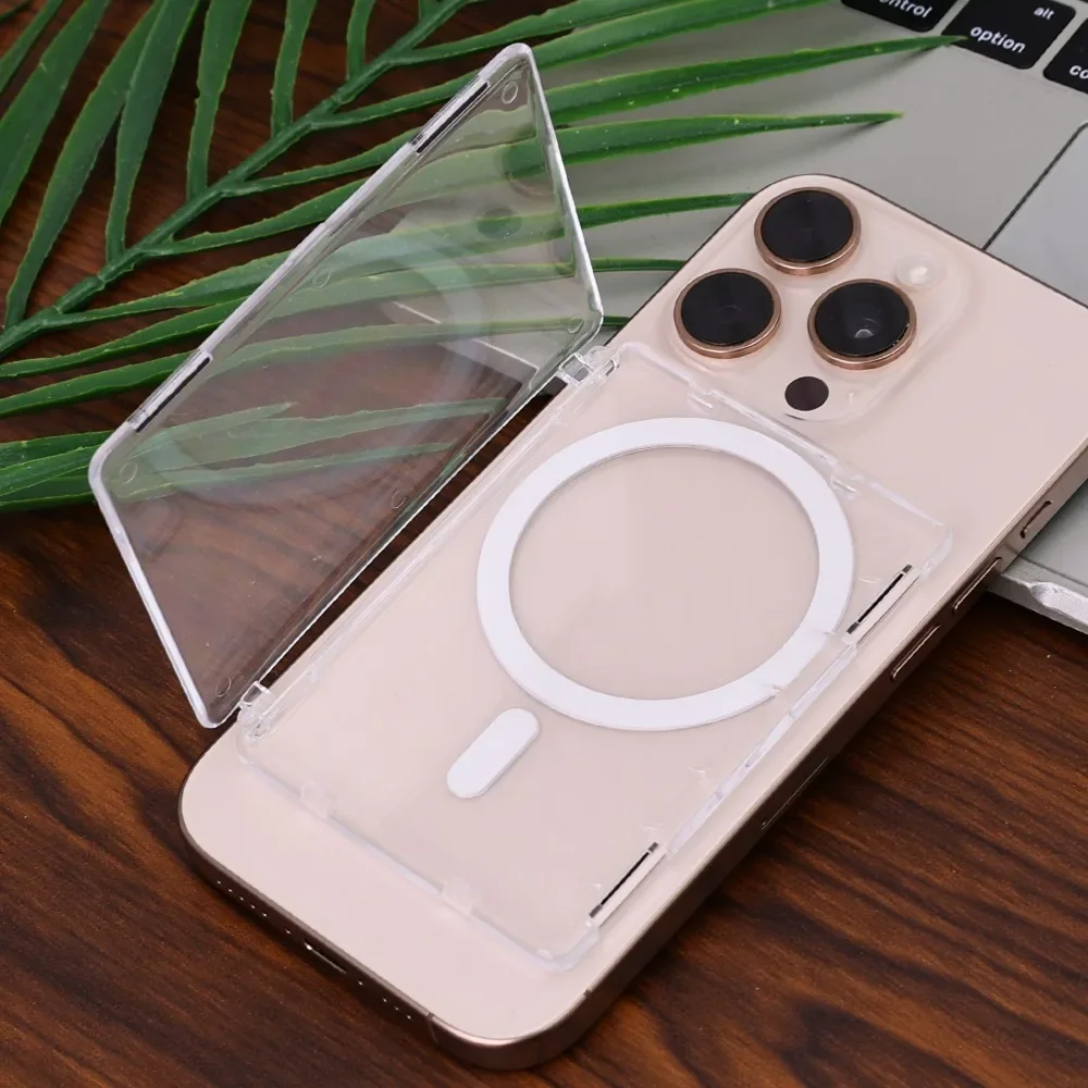 1-2PCS Transparent Magnetic Card Holder for IPhone Samsung Xiaomi Cases for Magsafe Clear Magnet Cover Bracket Cards Sleeve 4