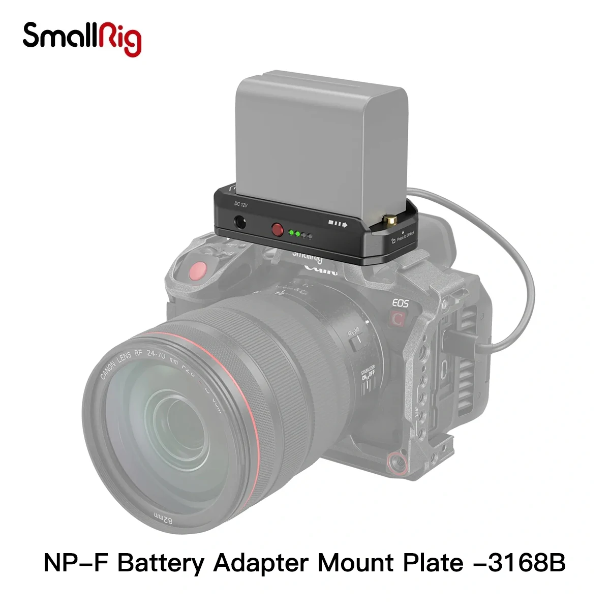 

Монтажная пластина SmallRig 3168B NP-F для аккумулятора Canon EOS R5, R5 C BMPCC 4K, 6K, 6K Pro, с портом USB-C и двумя выходами постоянного тока