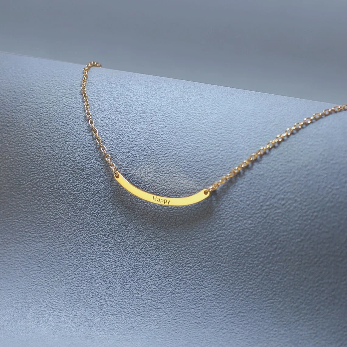 Personalized Curved Bar Necklace Stainless Steel Necklace Customized Jewelry Gift Gold Color Chain Bar Jewelry Pendant for Women new curved fit pants spot layer women s high waist personalized distress jean perfect hip to body y2k ladie s trousers