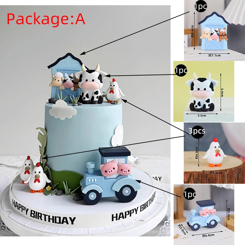 Niedliche Kuh-Tortenaufsätze (3D) Für 1. Geburtstag – Bauernhoftier-Deko Für Kuchen & Cupcakes