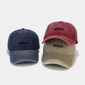 2023 Spring Cotton Hello Embroidery Casquette Baseball Cap Adjustable Outdoor Snapback Hats for Men and Women 157