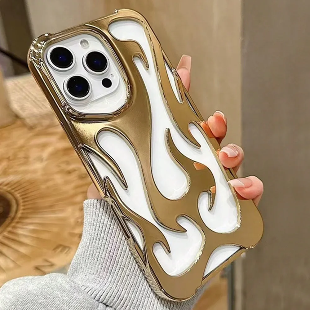 Fashion Hollowed Fire Flame Phone Case - Full Lens Protection Shockproof Armor Cover