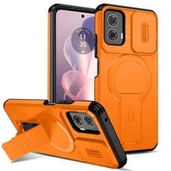 Armor Magnetic Wireless Charging Shockproof Bracket Case - Motorola Moto G Stylus 5G (2025) (Orange)