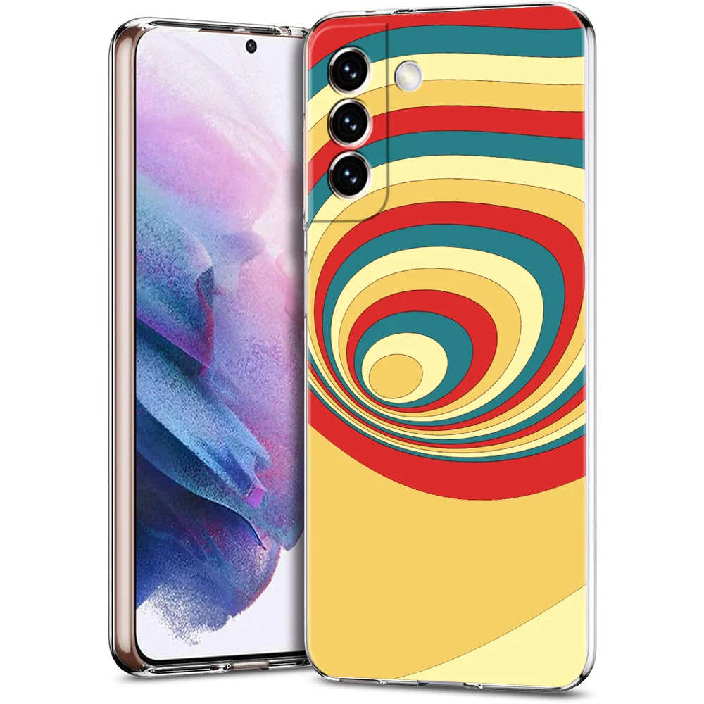 Retro Rainbow Stripe Art Transparent TPU Phone Case