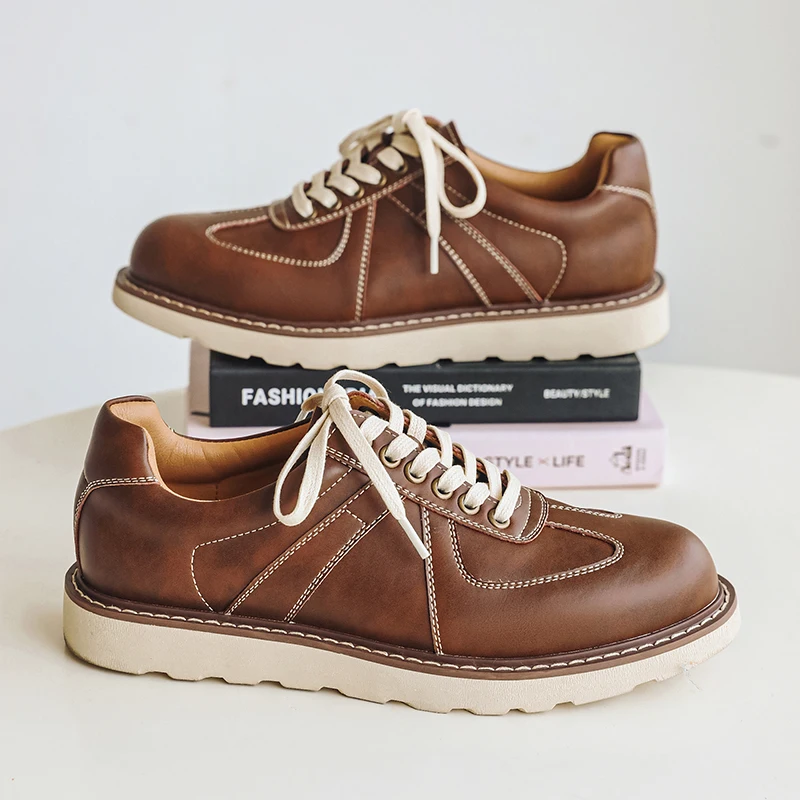 

Men Fashion Casual Shoes Leather Sneakers Comfortable Daily Driving Shoes for Men Black Youth Trendy Martins Shoes