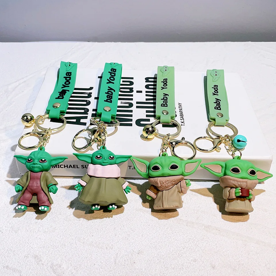10 Porte-clés Anime 3D Star Wars Yoda – PVC, Métal, Couleurs Vives, 2x3,3 Cm Environ
