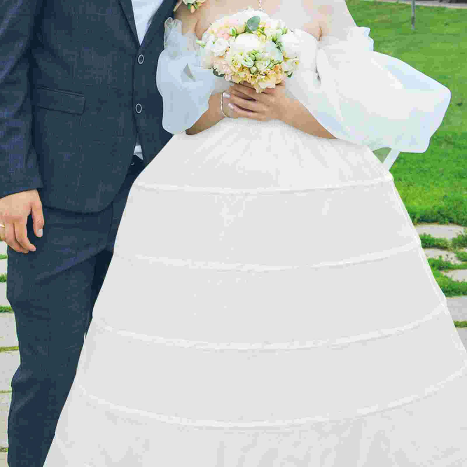 6 Single Wedding Petticoat Formal Dress White Skirt Long Underskirt Adjustable Bridal
