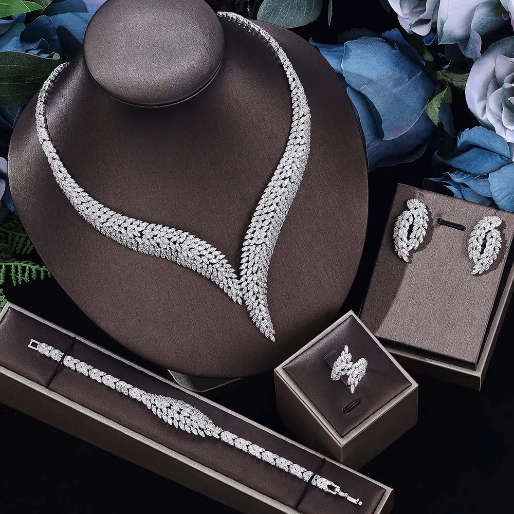 

Micro Cubic Zircon Accessories For Wedding Party UAE Luxury Dubai Bridal Wedding Jewelry Sets