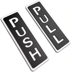 Acrylic Creative Push & Pull Door Sign Stickers - Set of 2 (Black and white)