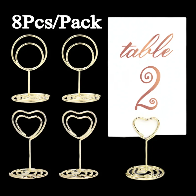 8pcs Metal Place Card Holders Photo Clip Stands Wedding Table Number