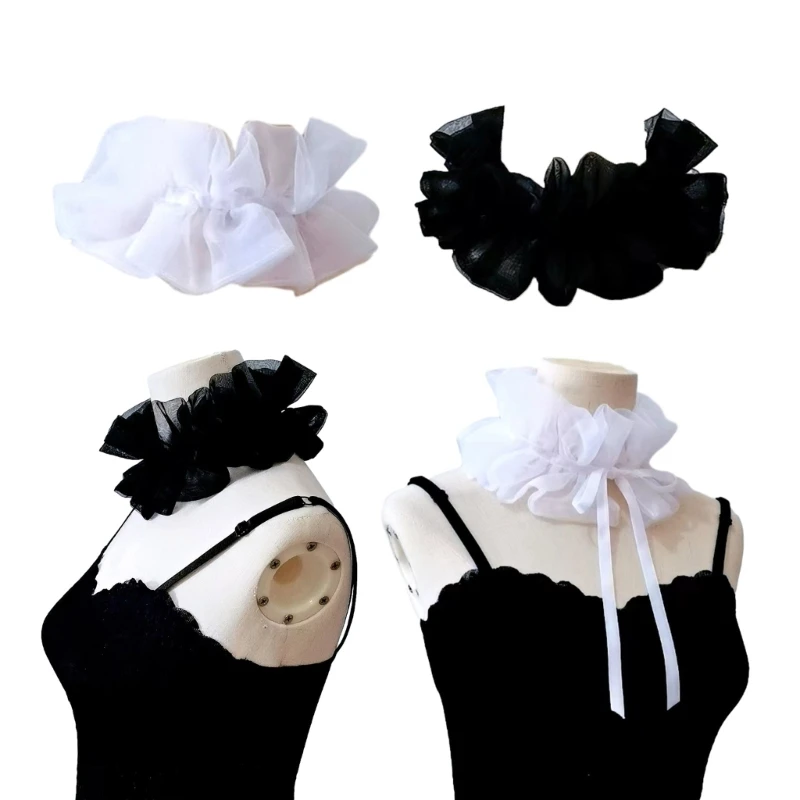 

Detachable Vintage Frilled Collar Girls Clothes Choker for Shirt or Dress Ruffled Laple Shawl for Lady Girl
