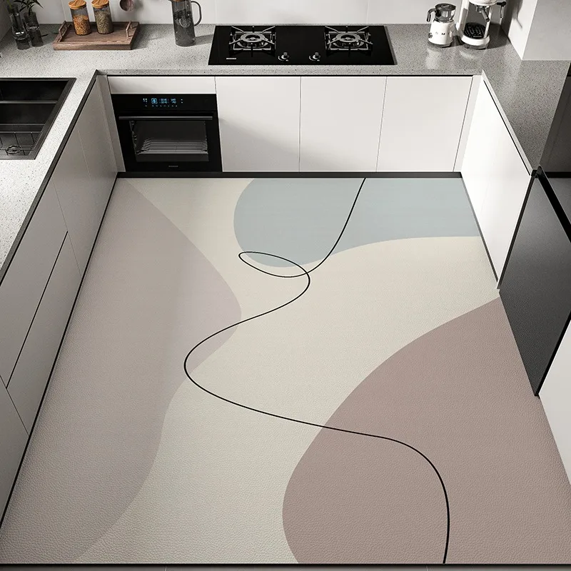 Light Luxury Kitchen Floor Mat Scrubbable Oil-proof Dirt-proof PVC Waterproof Carpet Easy To Clean Balcony Rug Ковер Tapis 러그