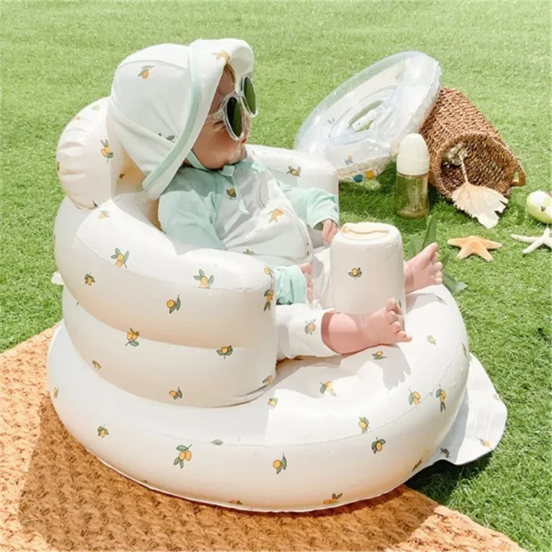 

Baby Inflatable PVC Sofa Chair Cartoon Bear Floral Portable Bath Swimming Pool Children Seat For Travel Ride-ons Pool Toys