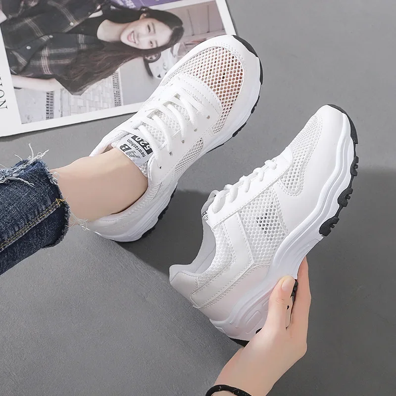 Women Tennis Shoes Breathable Mesh Sports-Shoes Lace Up Ladies Fitness Footwear Summer Outdoor Woman Sneakers Comfortable Gym