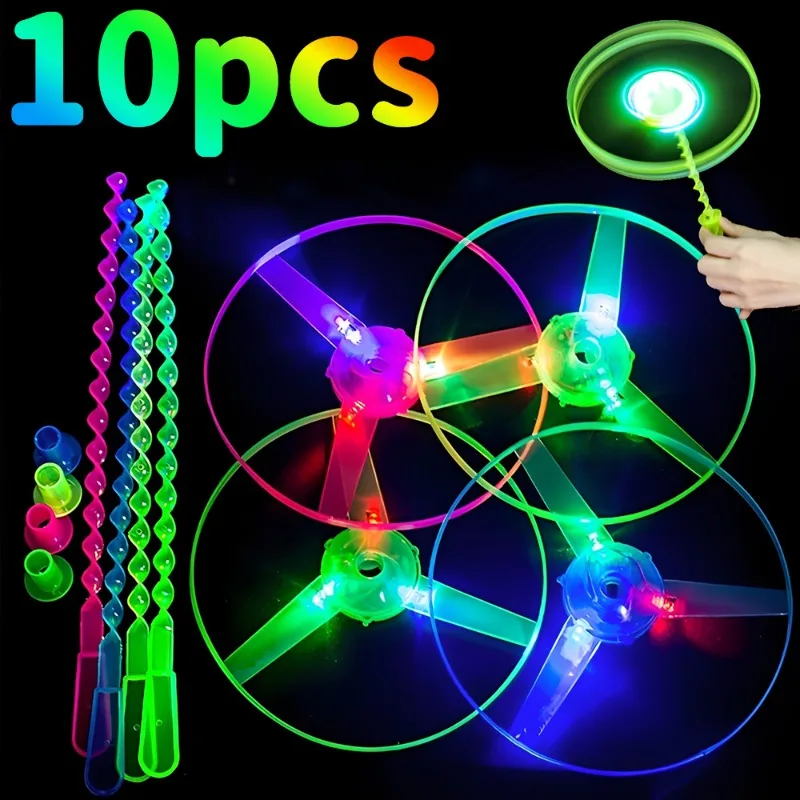 LED Luminous Bamboo Dragonfly Flying Saucers Outdoor Night Shooting Helicopters Flying Toys Kids Birthday Party Props Toy