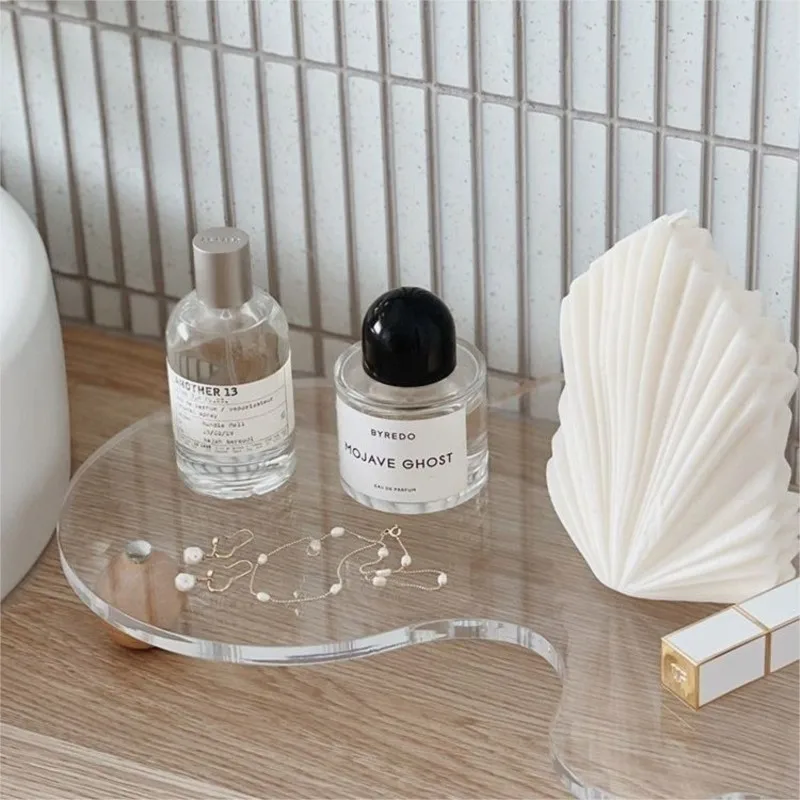 Jewelry Storage Rack Perfume Cosmetics Storage Rack Tabletop  Wooden Base Acrylic Tray Storage Tray Household Storage Tray ZF495 4