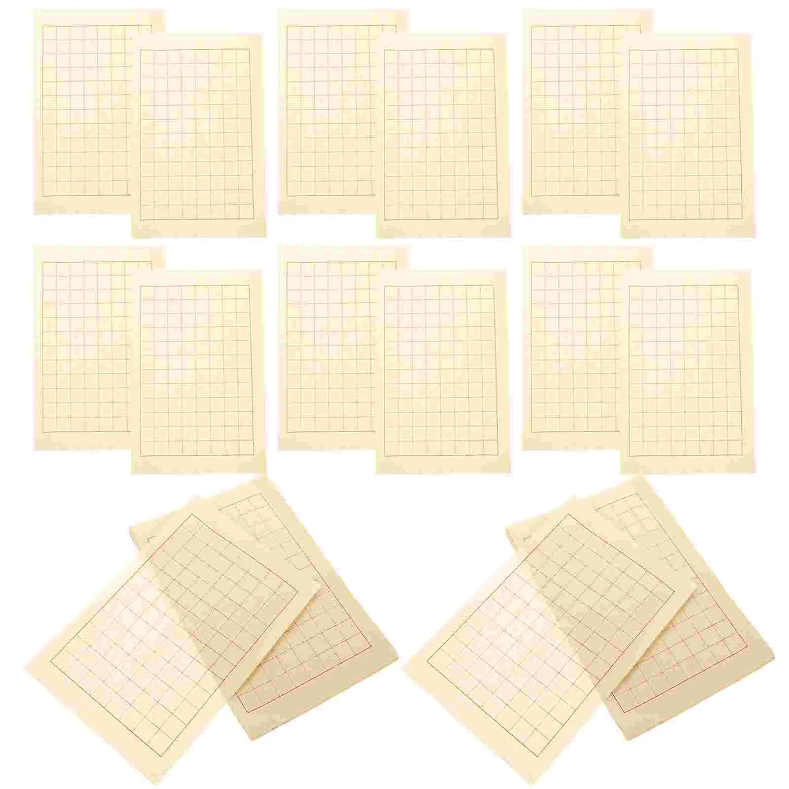 40 Sheets Pieces of Colored Striped Letter Paper for Students to Practice Calligraphy Rice Checkered