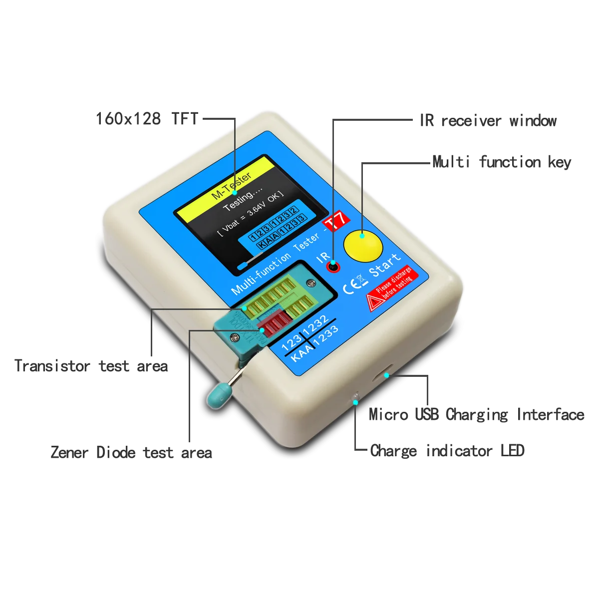 LCR-T7 T1 T4 Multi-meter LCD Display Transistor Tester Diode Triode Capacitor Resistor