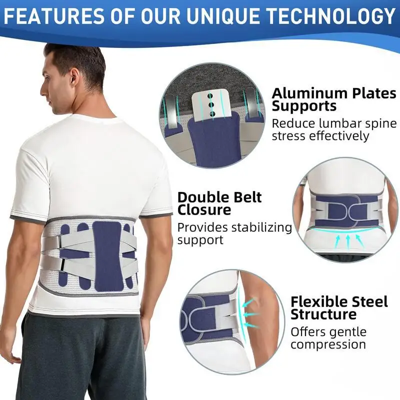 Lower Back Brace Women Men Lumbar Support Belt with 4 Support Stays Back Pain Relief for Sciatica Scoliosis Herniated Disc 2