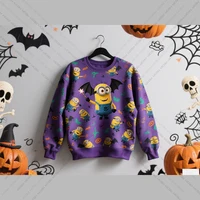 2025 Autumn Disney Mickey Minions Print Women's Sweatshirt  Sporty Casual Style With Plus Size Streetwear Trendy Hip-Hop Style