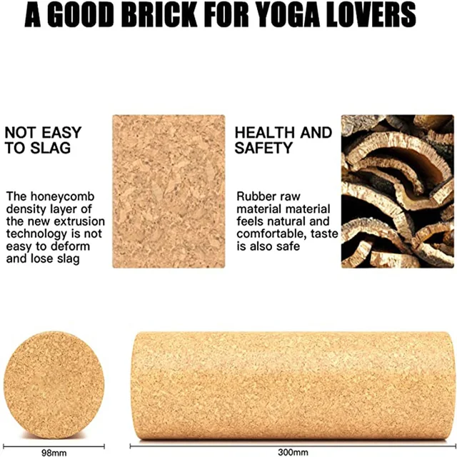 Natural Cork Yoga Pillar Fitness Myofascial Release Column Exercises Massage Roller for Workout Pilates Back Full Body Leg 5
