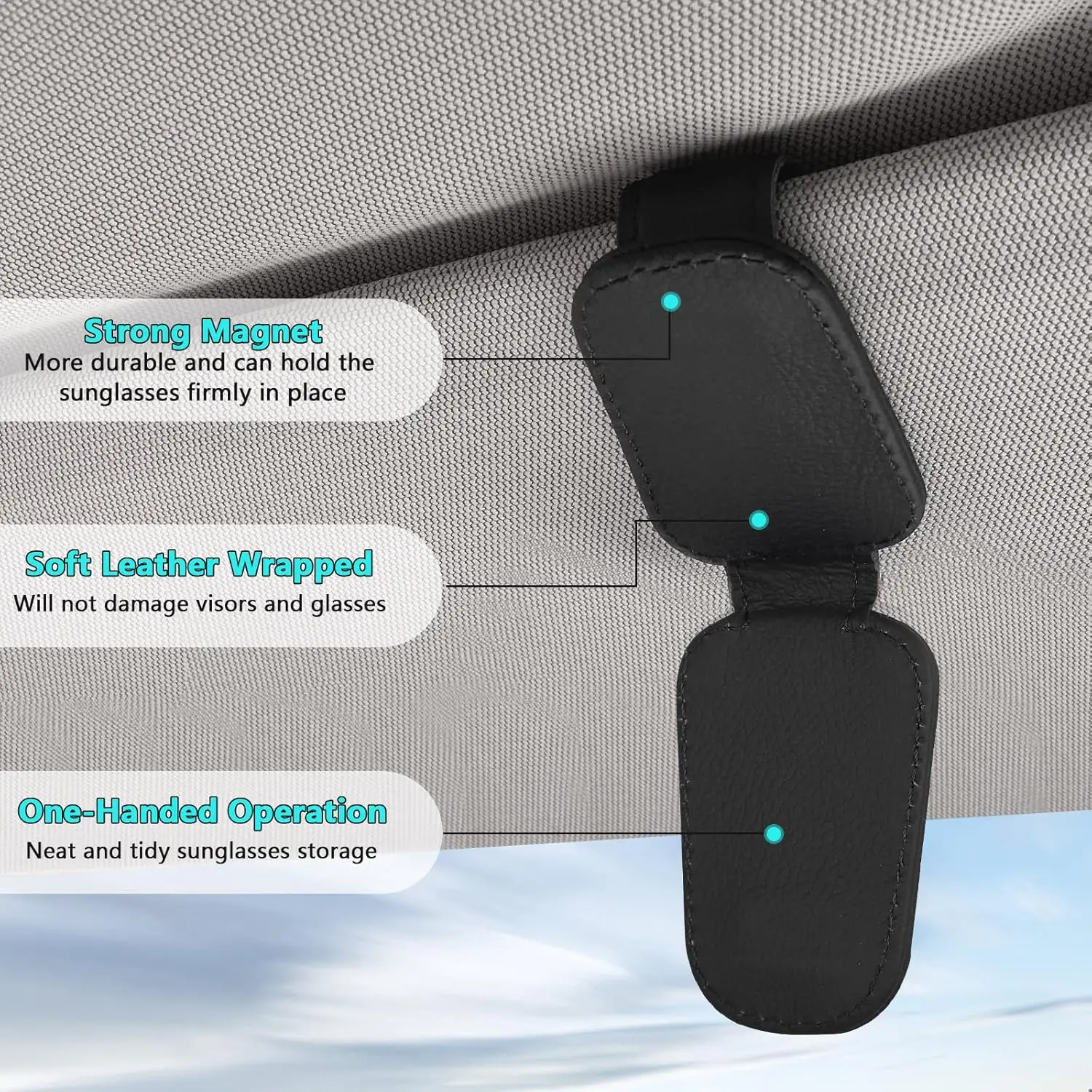 Supporto magnetico per occhiali da sole per uso in auto, in