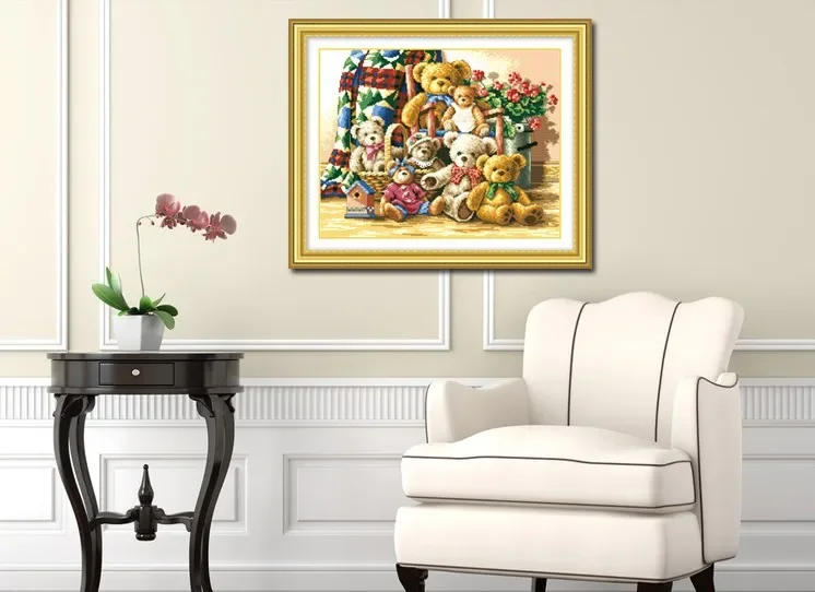 Bear club cross-stitch kit animal cartoon family DIY set DMC color 18ct 14ct 11ct cotton thread embroidery craft,cross stitch kit