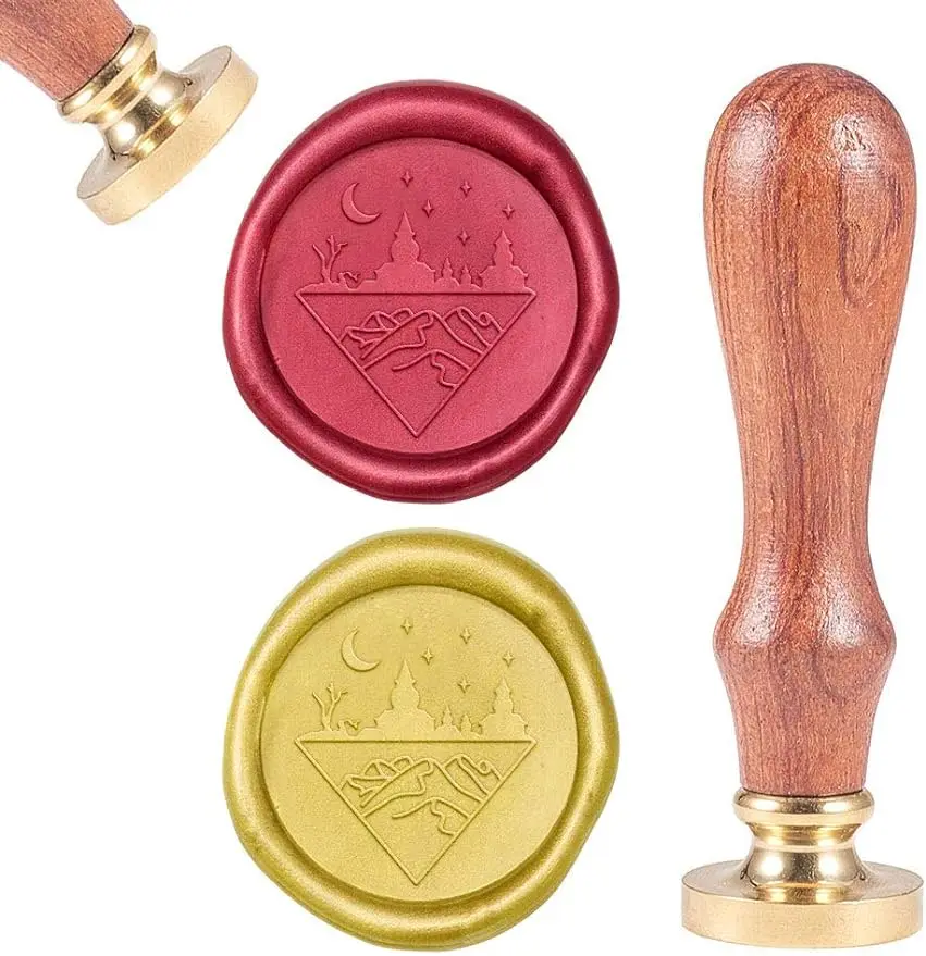 

1PC Wax Seal Stamp Gobi Sandcastle Moon Sealing Wax Stamp Retro Wood Stamp Wax Seal 25mm Removable Brass Head Wood Handle