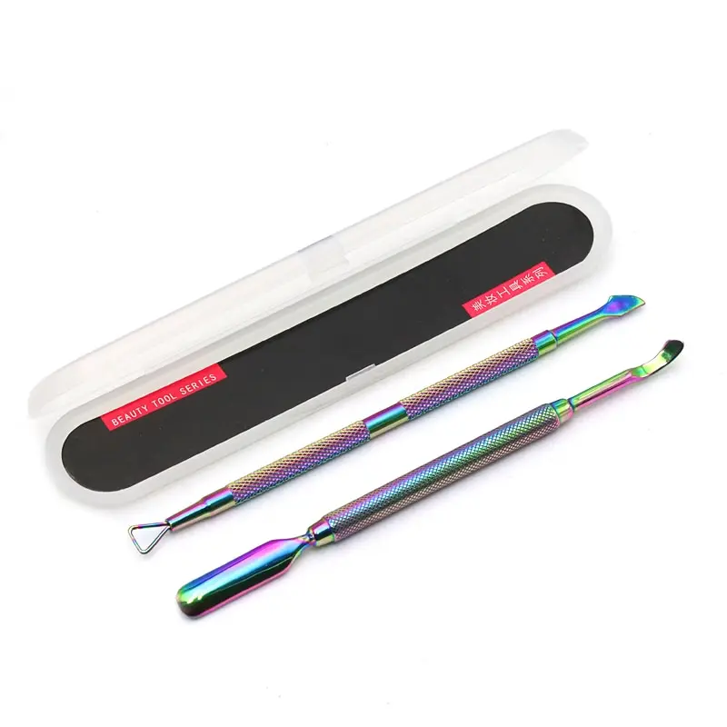 Color Stainless Steel Nail Cuticle Pusher Dual Ended Finger Dead Skin Push Pedicure Dead Skin Remover UV Gel Nail Tools nail art pusher cuticle pusher manicure tools nail manicure tools manicure pedicure tools dead skin remover