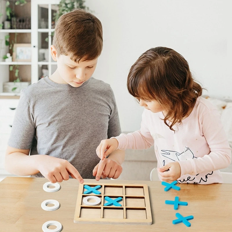 Board Game Toy Noughts And Crosses Wooden Board Puzzle