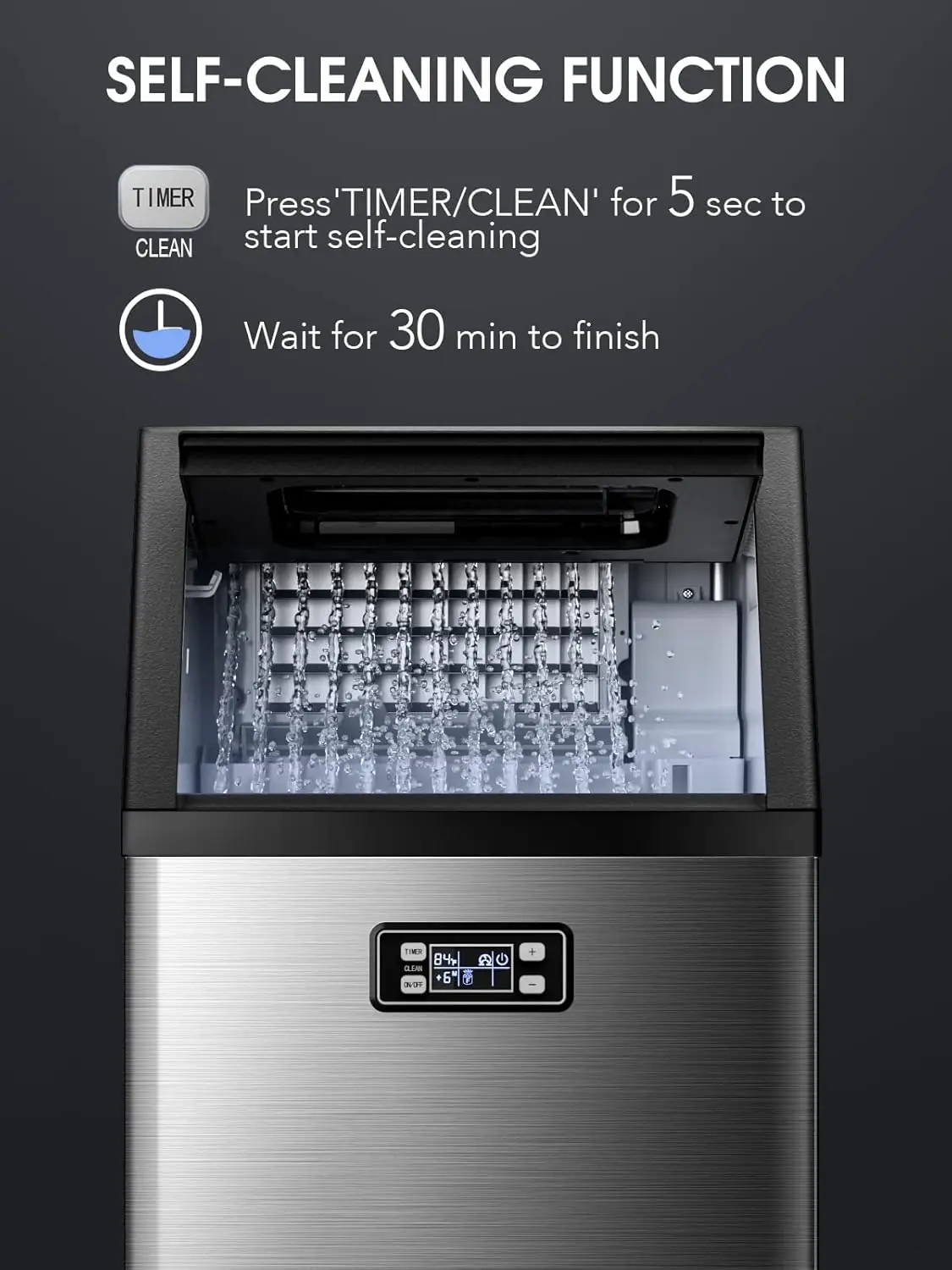 V2.0 Commercial Ice Maker,100 lbs,2-Way Add Water,Under Counter Ice Maker Self Cleaning,Ice Machine with 24 Hour Timer,33 lbs 5