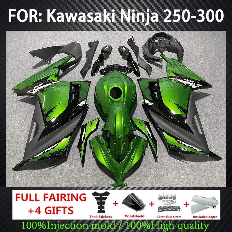 

Motorcycle Fairing Kit Suitable for Kawasaki Ninja 250 Ninja 300 13-17 EX250 EX300 2013-2015 2016 2017 Fairing Metallic green