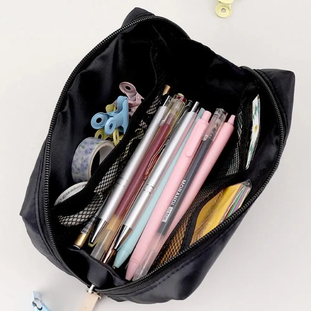 휴대용 캔버스 펜 가방 대용량 검은색 연필 케이스 학교로 돌아가는 선물 펜 상자 학생용