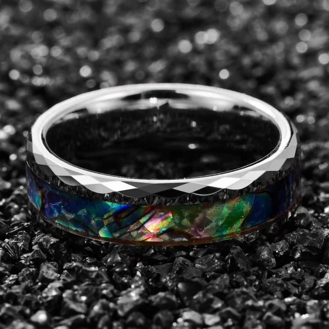 Wedding Ring Designs Mens Ocean Blue Opal Ring With Abalone Shell