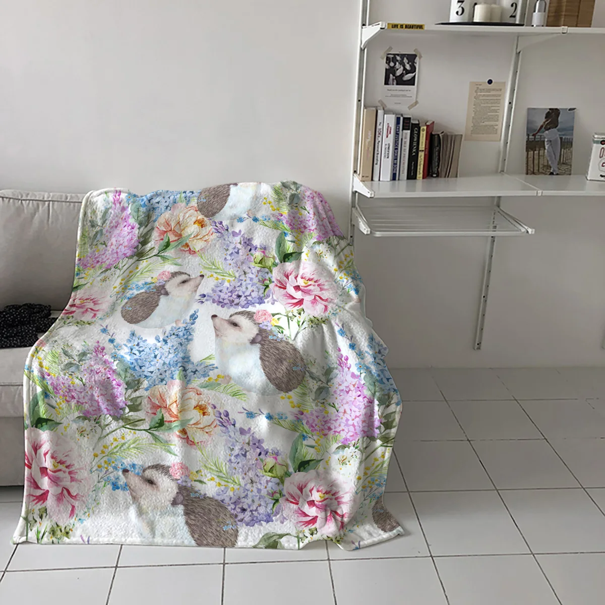 Hedgehog Flower Coral Fleece Blanket Winter Sheet Bedspread Sofa Bed Throw Light Thin Soft Warm Flannel Blankets Que