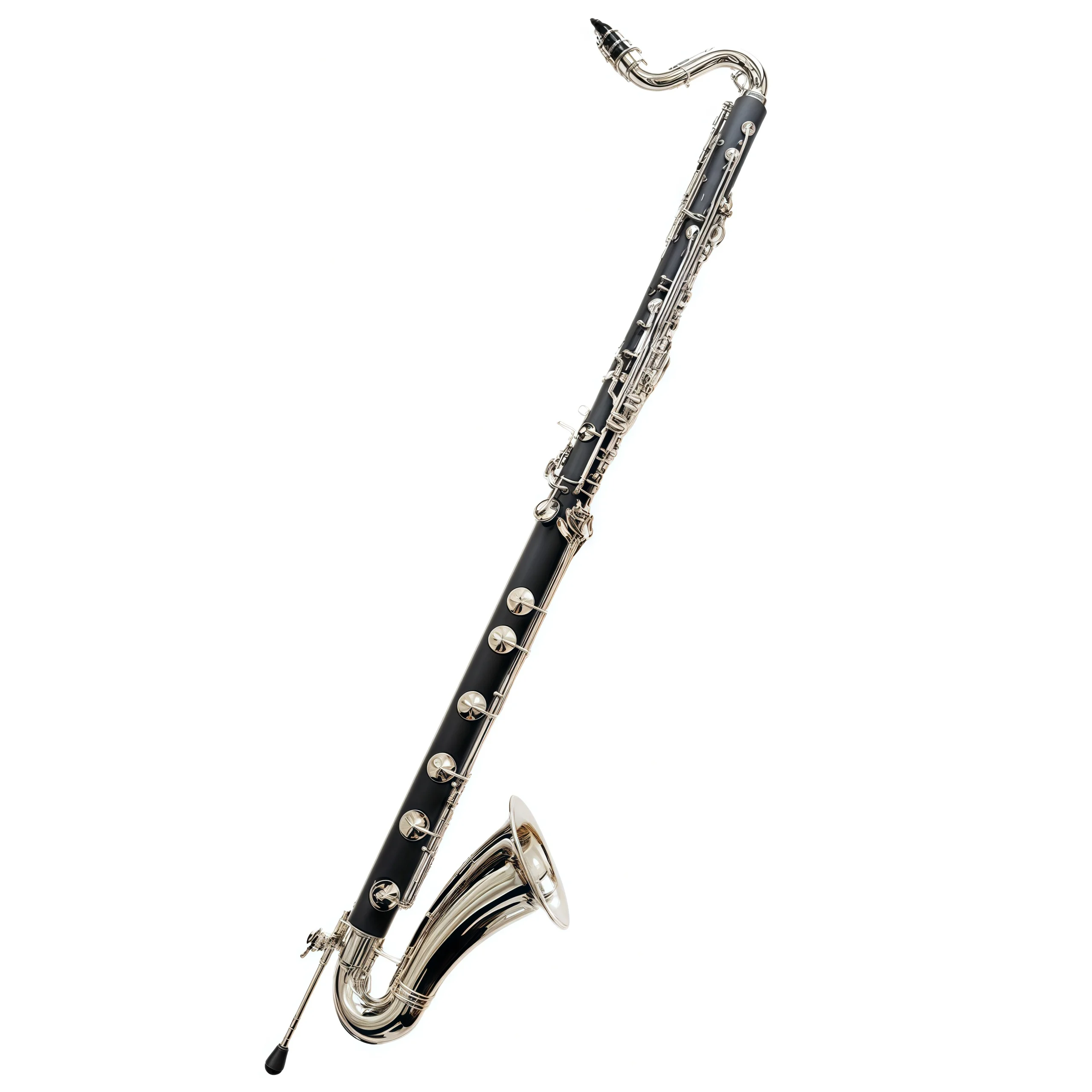 Professional Bass Clarinet Low C Bb Key Clarinet with Case Nickel Plated keys