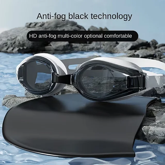1 Set Professtional Swimming Goggles Cap Waterproof  Anti-fog Swimming Eyewear Silicone Cap Men Women HD Anti-UV Glasses