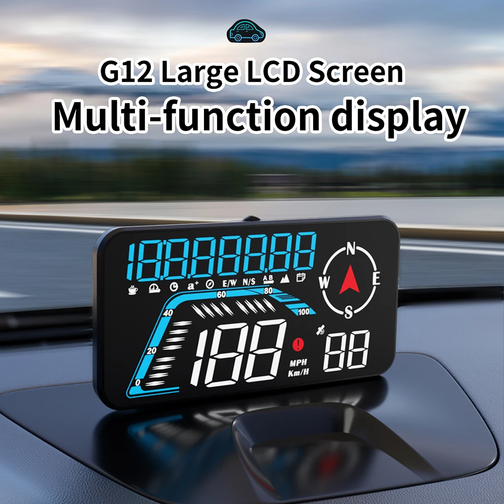 

G12 Car Digital Head-Up Display 5.5-Inch GPS Over-Speed Alarm Speedometer With Displays Speed Altitude Driving Time Date Clock