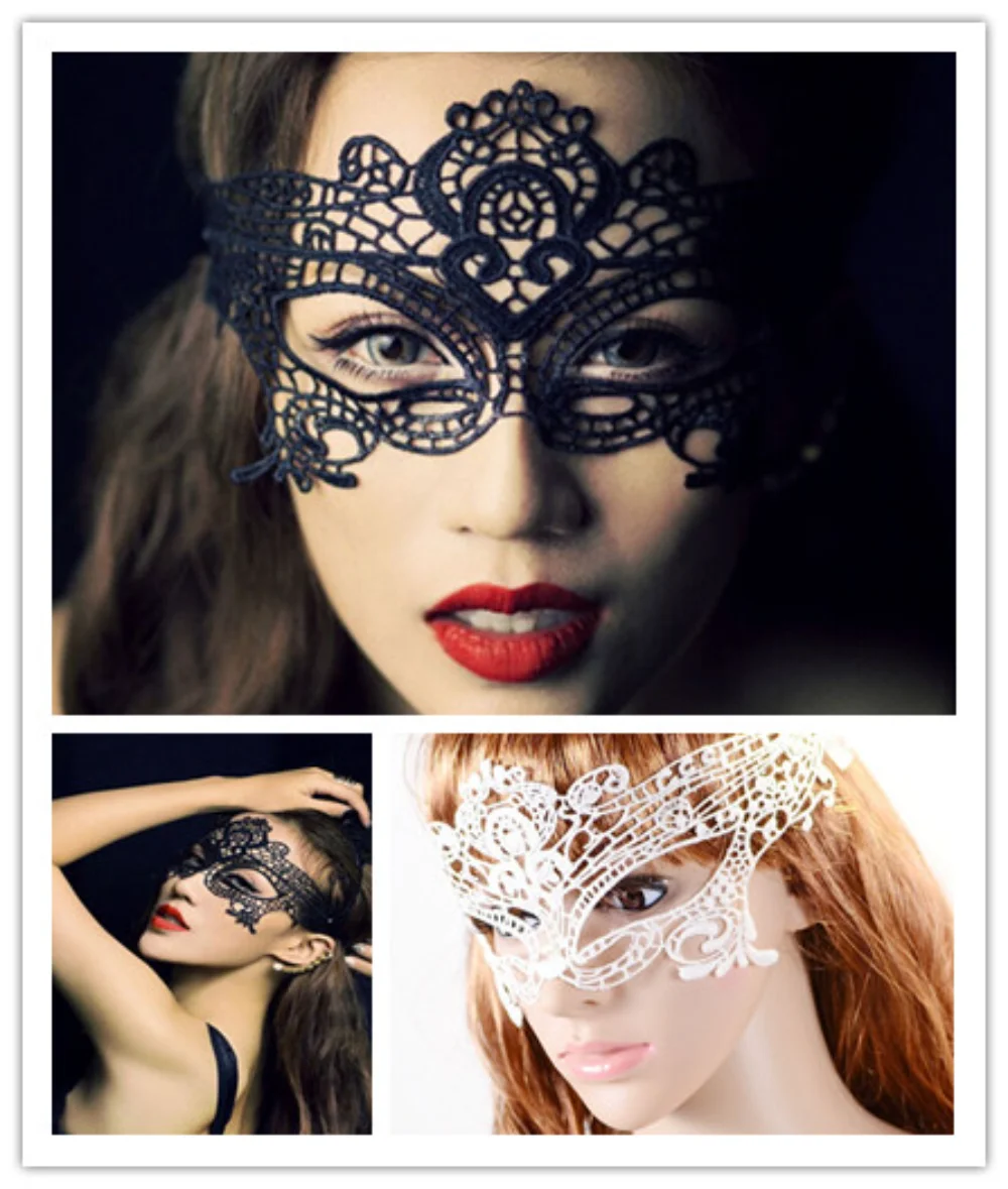 

2019 Black Sexy Lady Lace Mask Cutout Eye Mask for Masquerade Party Fancy Dress Costume