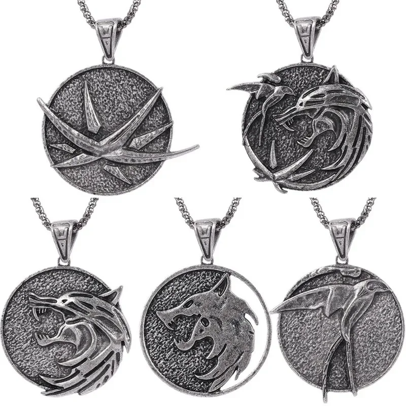 The Witchered 3 Wild Hunt Wolfskopf Metallspiel Cosplay Gothic Silber Farbe Zubehör Kinderspielzeug