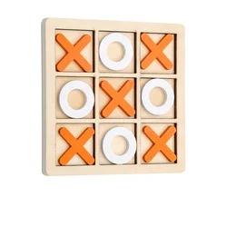 Premium Solid Wood Tic Tac Toe Board Game (Orange)