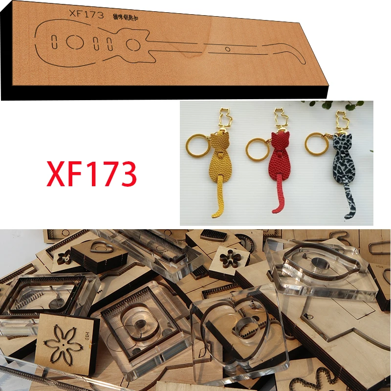 New Japan Steel Blade Wooden Cat key pendant knife mold Wallet Leather Craft Punch Hand Tool Cut Knife Mould leather